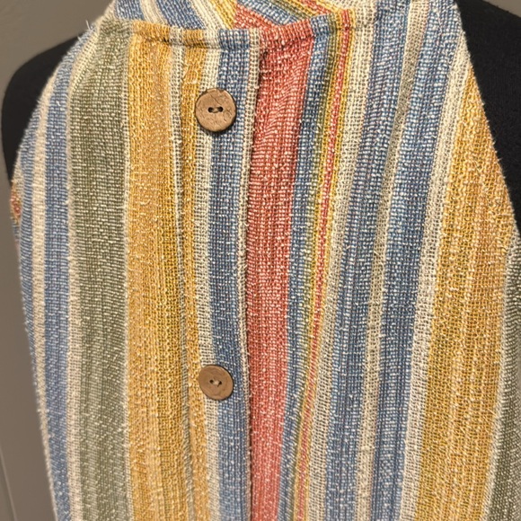 Anthropologie (W5) muted stripe nubby tweed button back halter top. XL. - Picture 4 of 5